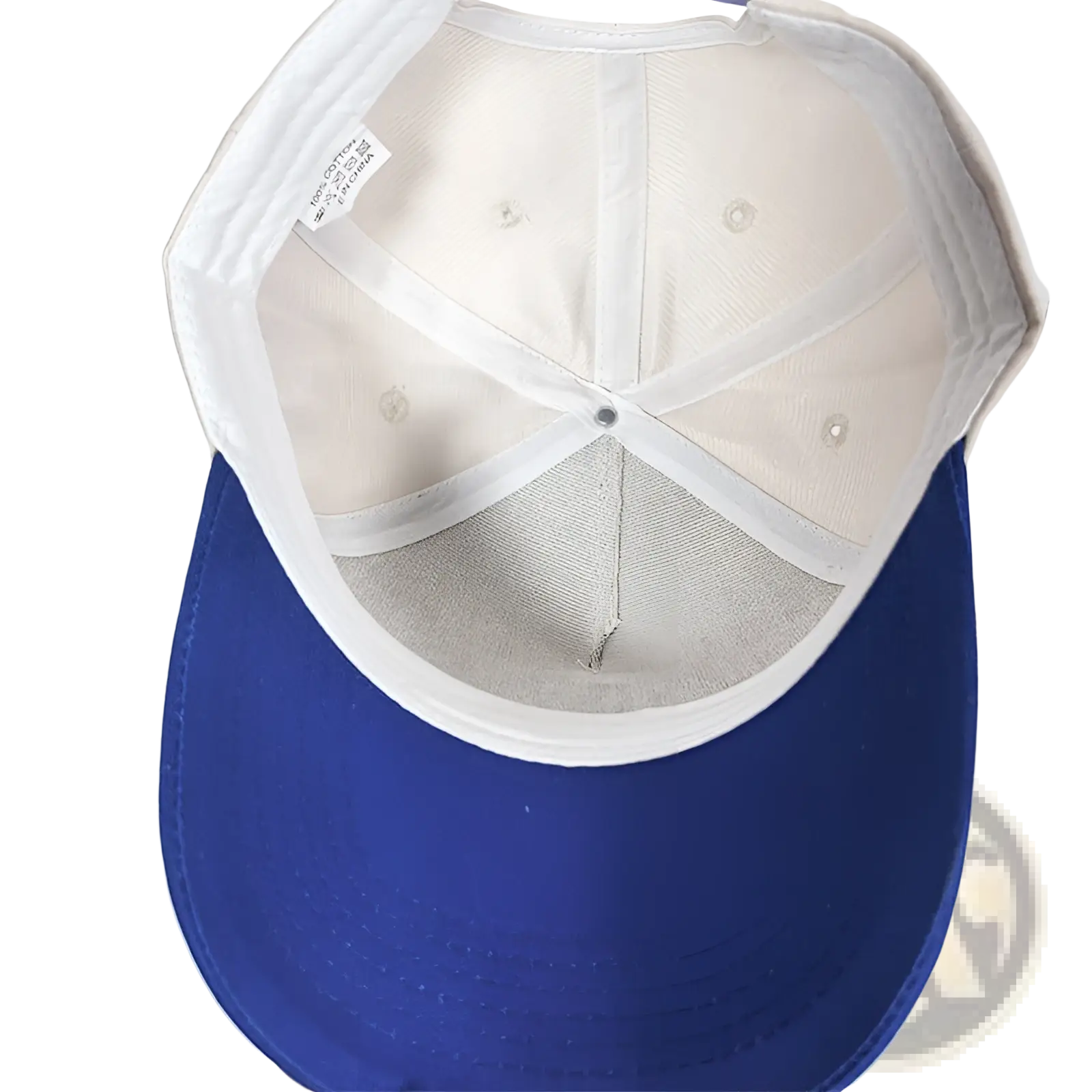 Blue and white haitian flag sun protection baseball cap with mesh interior and cream blue colors