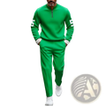 Vibrant green half zip athletic sweatsuit printed set with white number 5 on sleeves and matching pants