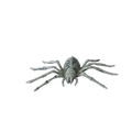 Gray skeleton-style plastic spider figurine with segmented legs and ribbed body from halloween animal skeleton set