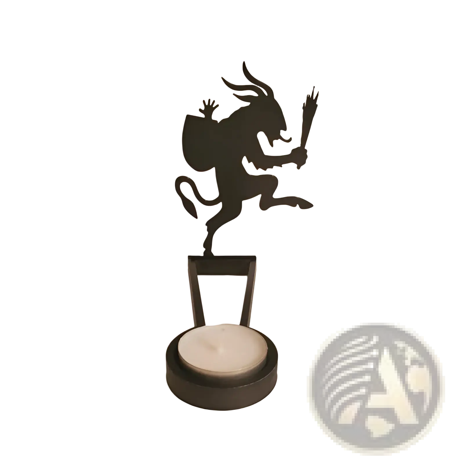 Black metal devil figurine candle holder with matte finish and minimalist design for halloween shadow decor