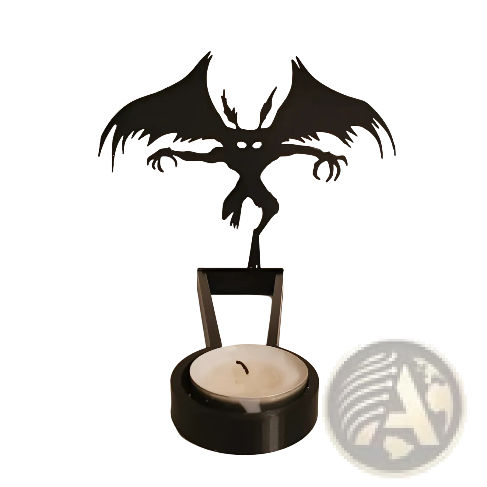 Black metal bat candle holder with sleek minimalist design for halloween shadow decor and candle display