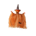 Orange fabric halloween decoration ghost pendant with smiling pumpkin face and gray plaid witch hat embroidered boo cape
