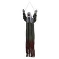Halloween decorations hanging creepy scarecrow prop featuring a ghostly figure with white hair and green to maroon robe