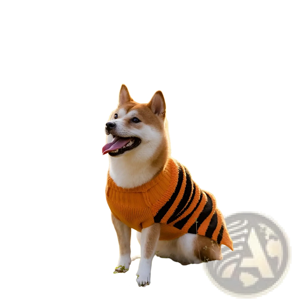 Orange and black striped knitted halloween dog sweater pumpkin knit pet costume for shiba inu dog