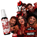 Redecas halloween fake blood spray 30ml in black bottle with white label and red splatter design washable liquid