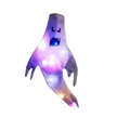 A glowing purple and white inflatable halloween ghost led hanging windsock with a menacing face for home outdoor use