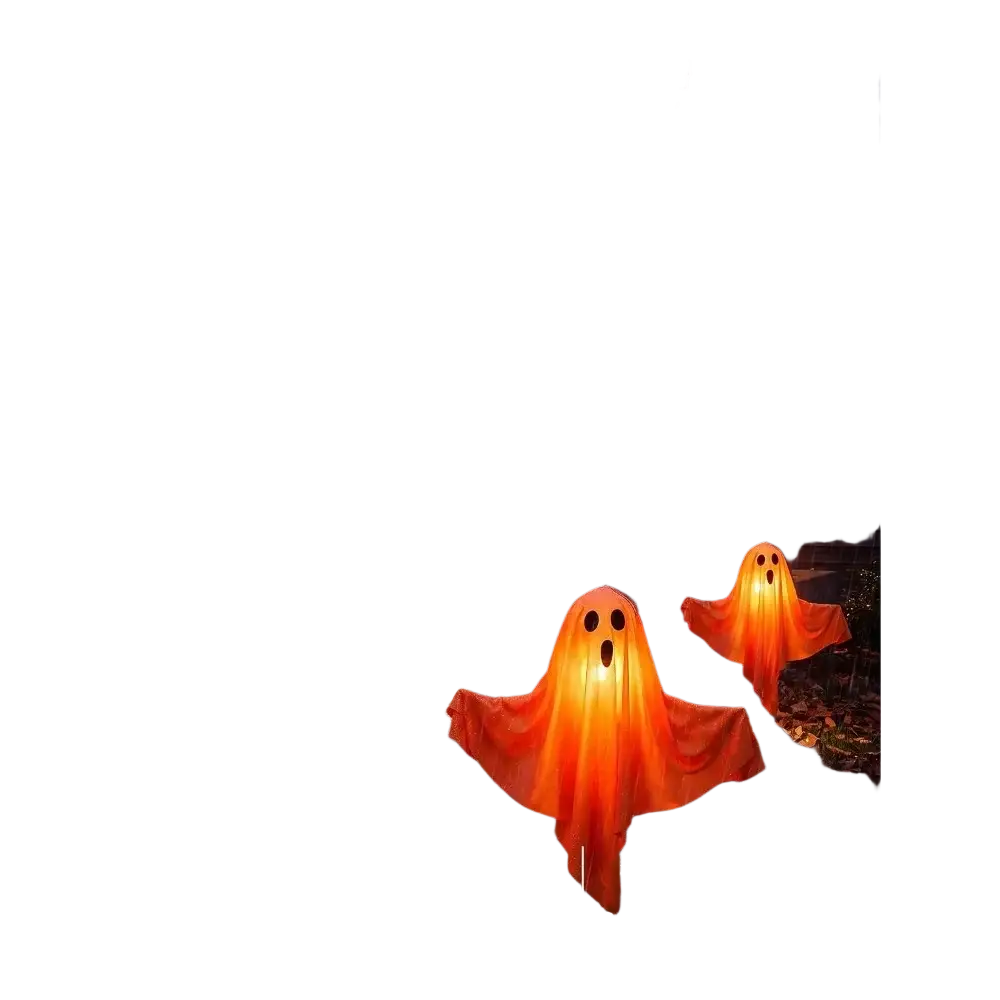 Orange glowing halloween ghost pathway lights plug in outdoor decor with ghost-shaped ghost lights for yard lighting