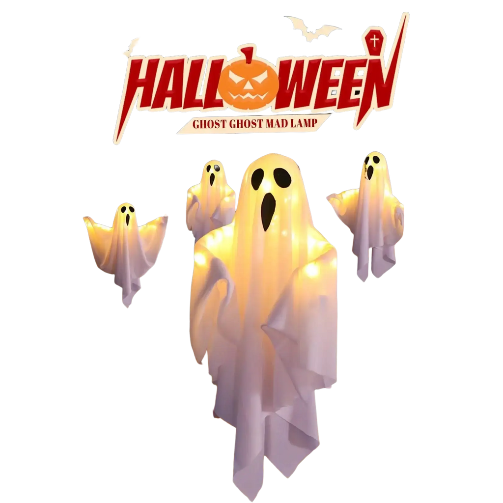 White translucent halloween ghost pathway lights with glowing interior for outdoor plug in ghost lights decor