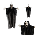 Black halloween hanging prop skeleton ghost decoration with tattered robe and skeletal hands for escape room use