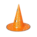 Bright orange halloween hat with shimmering silver stars as hat decoration props for wizard costume use