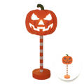 Orange pumpkin-shaped LED night light with striped pole and green stem for waterproof Halloween decor