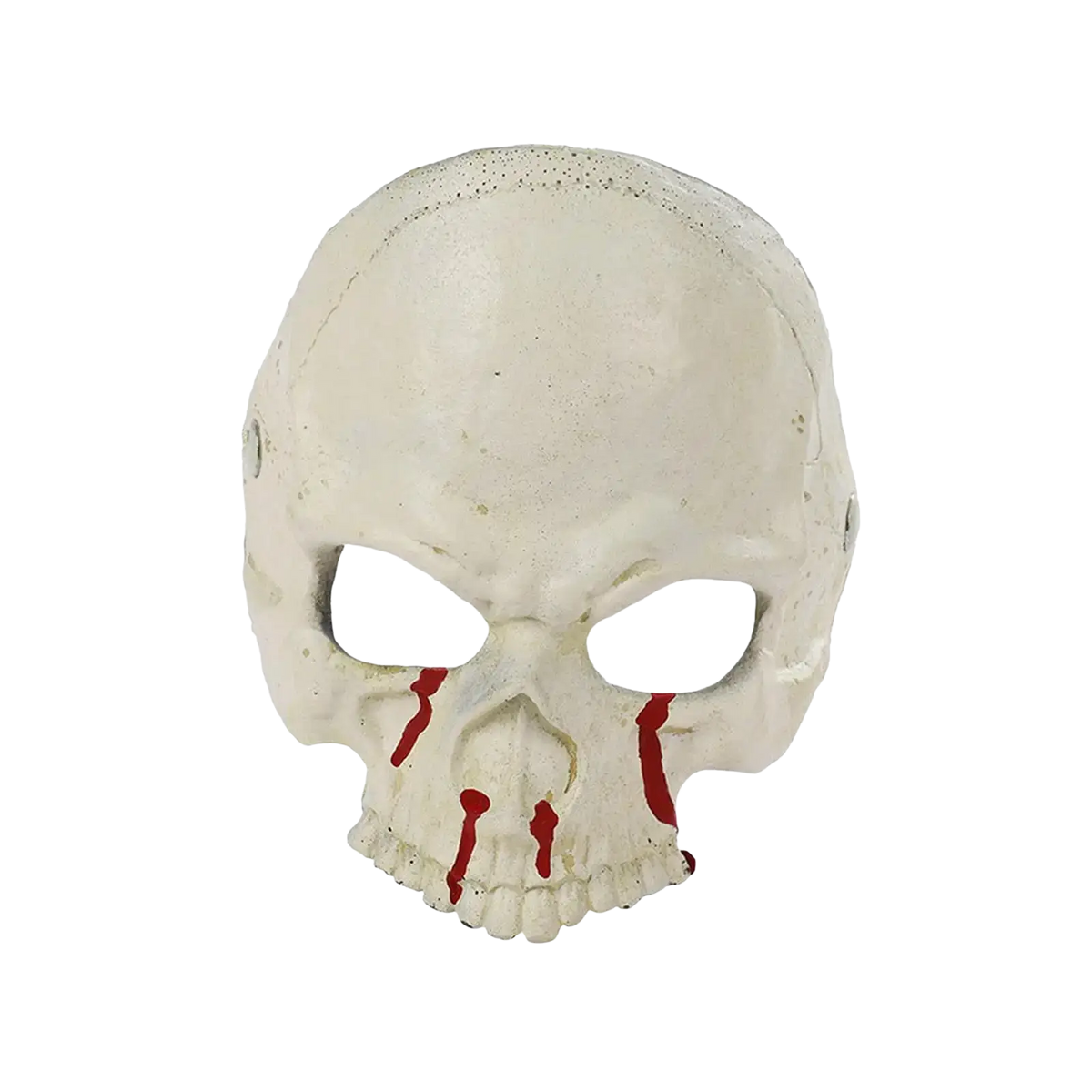 White plastic half face halloween mask with red painted tears for bloody skull costume prop