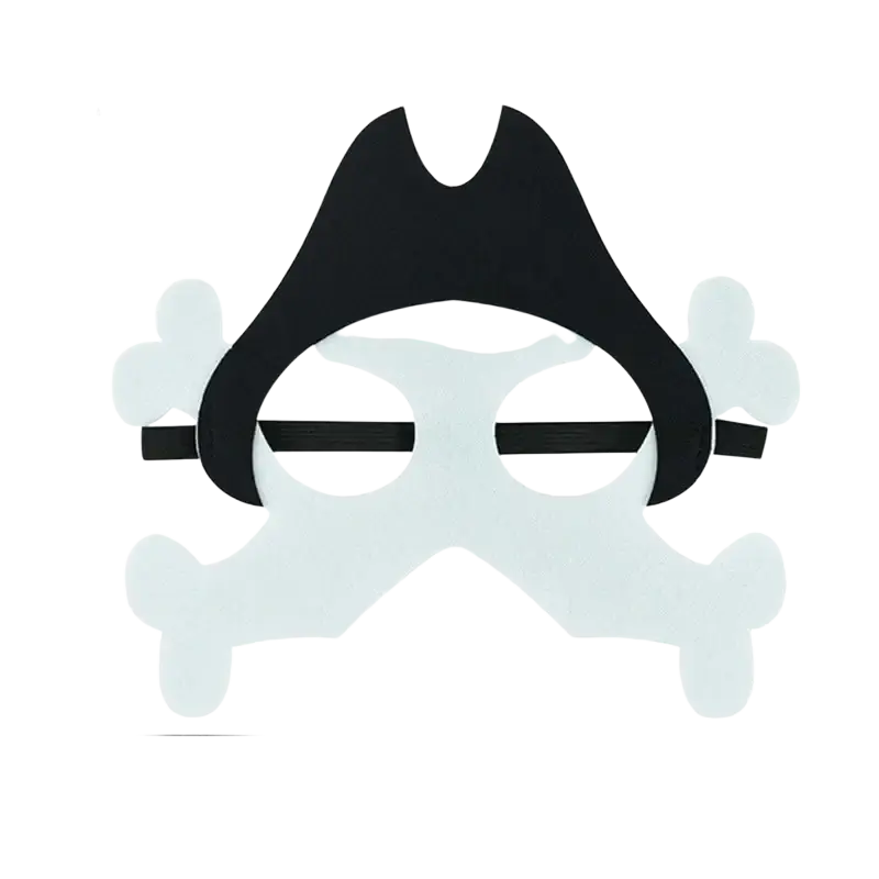 Black pirate mask with skull and crossbones design tricorn hat shape elastic straps halloween pumpkin ghost diy use