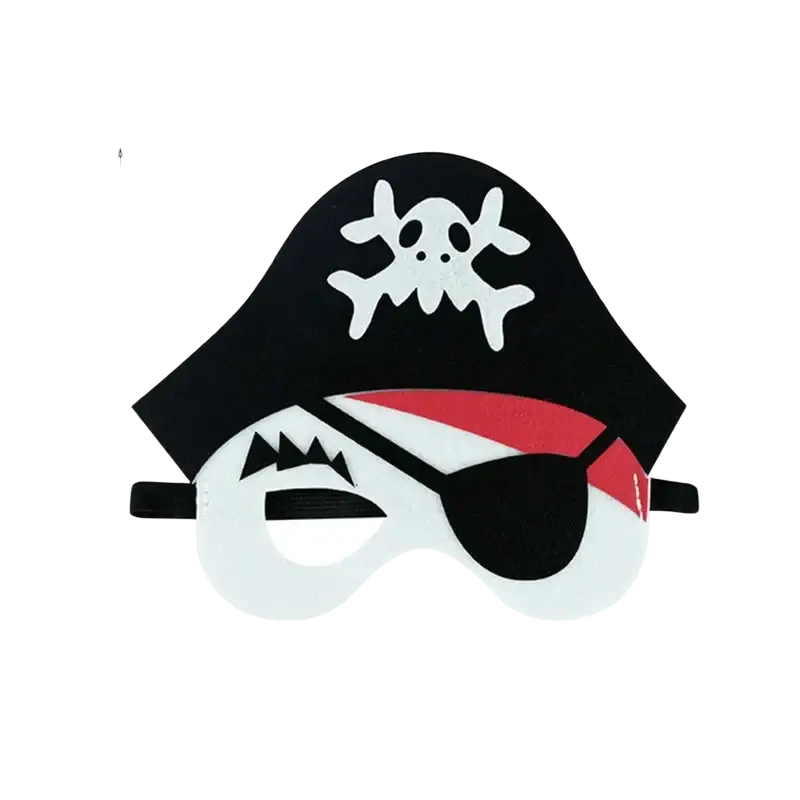 Black and white pirate mask with skull emblem and red bandana for halloween pumpkin ghost diy party costume