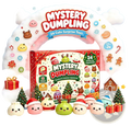 A festive red and white mystery dumpling advent calendar box with 24 holiday surprise toys and themed stickers