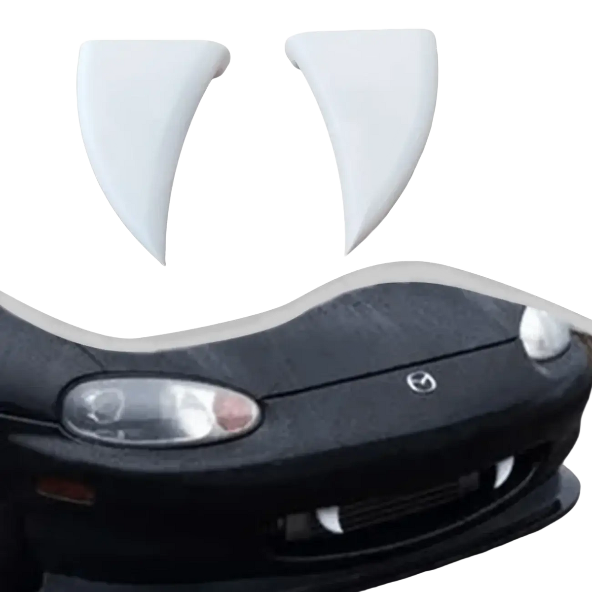 White plastic vampire fang car decals featuring monster teeth for halloween vehicle decoration