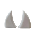 White ceramic sailboat-shaped bookends with glossy smooth surfaces and minimalist design for stylish decor