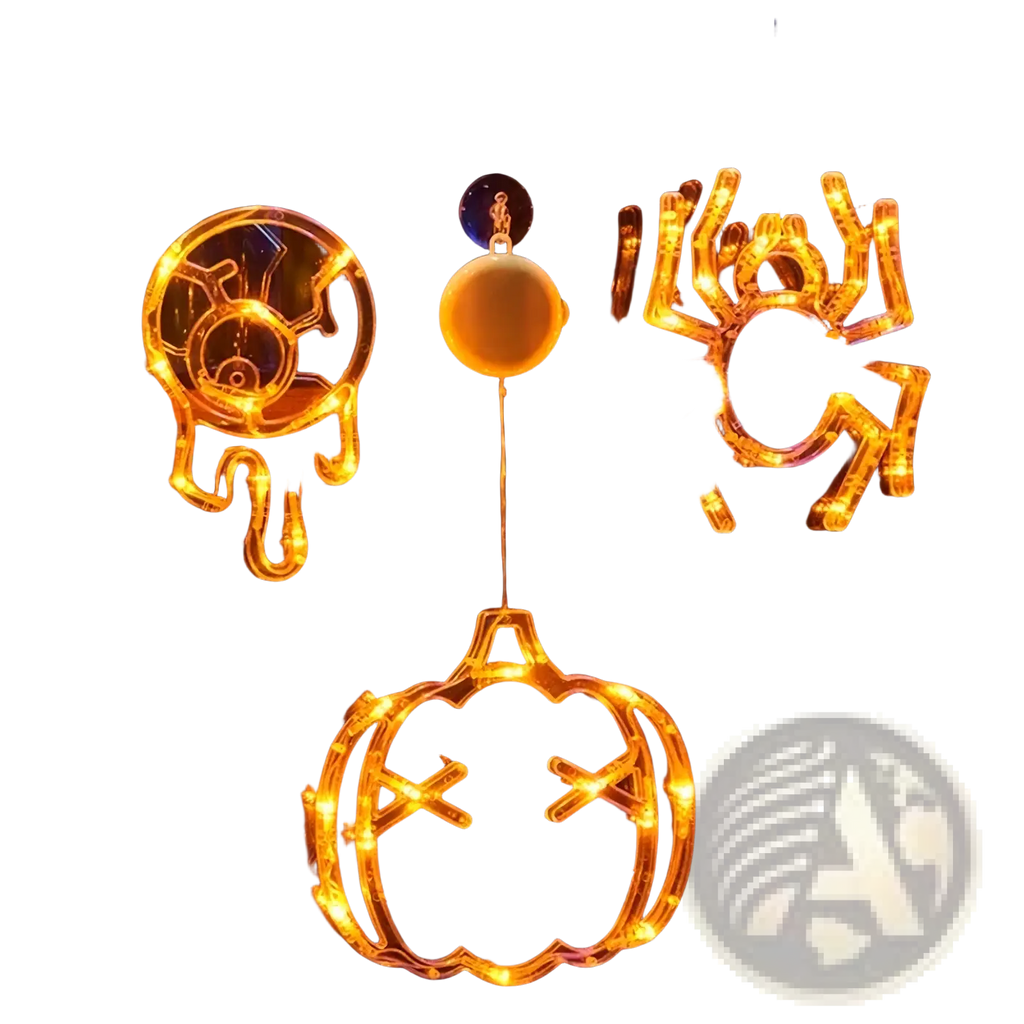 Golden halloween window light battery operated pumpkin ghost decor featuring led spider pumpkin and ghost designs