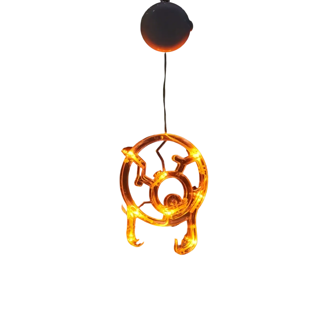 Halloween window light battery operated orange led light-up skull-shaped hanging ornament with spherical top