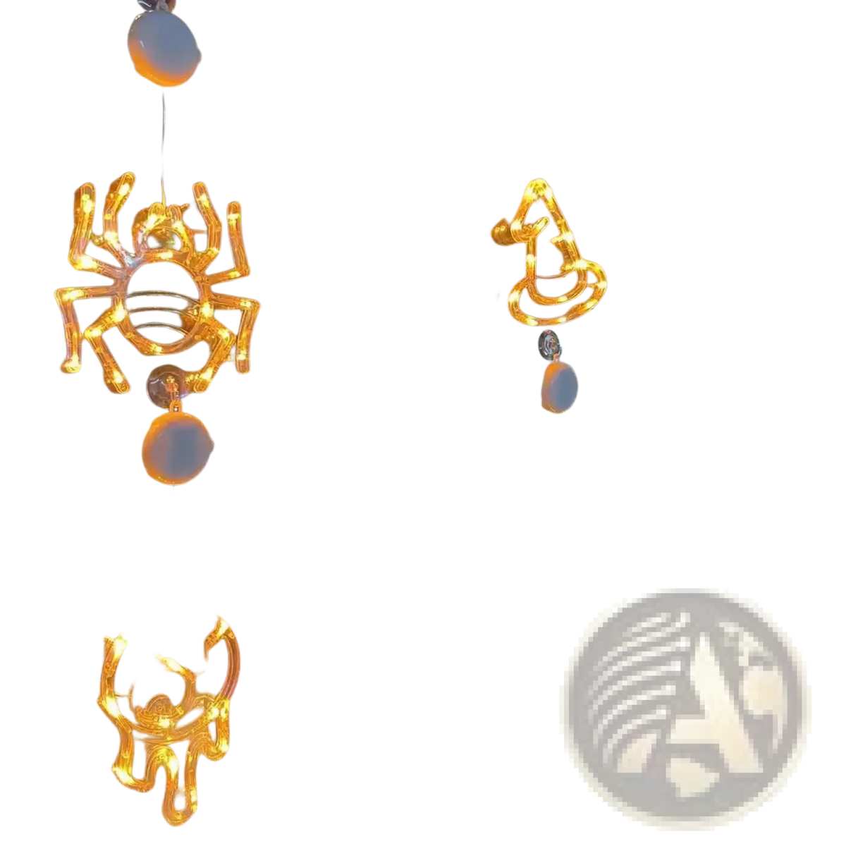 Halloween window light battery operated pumpkin ghost decor featuring glowing orange led spider ghost and pumpkin shapes