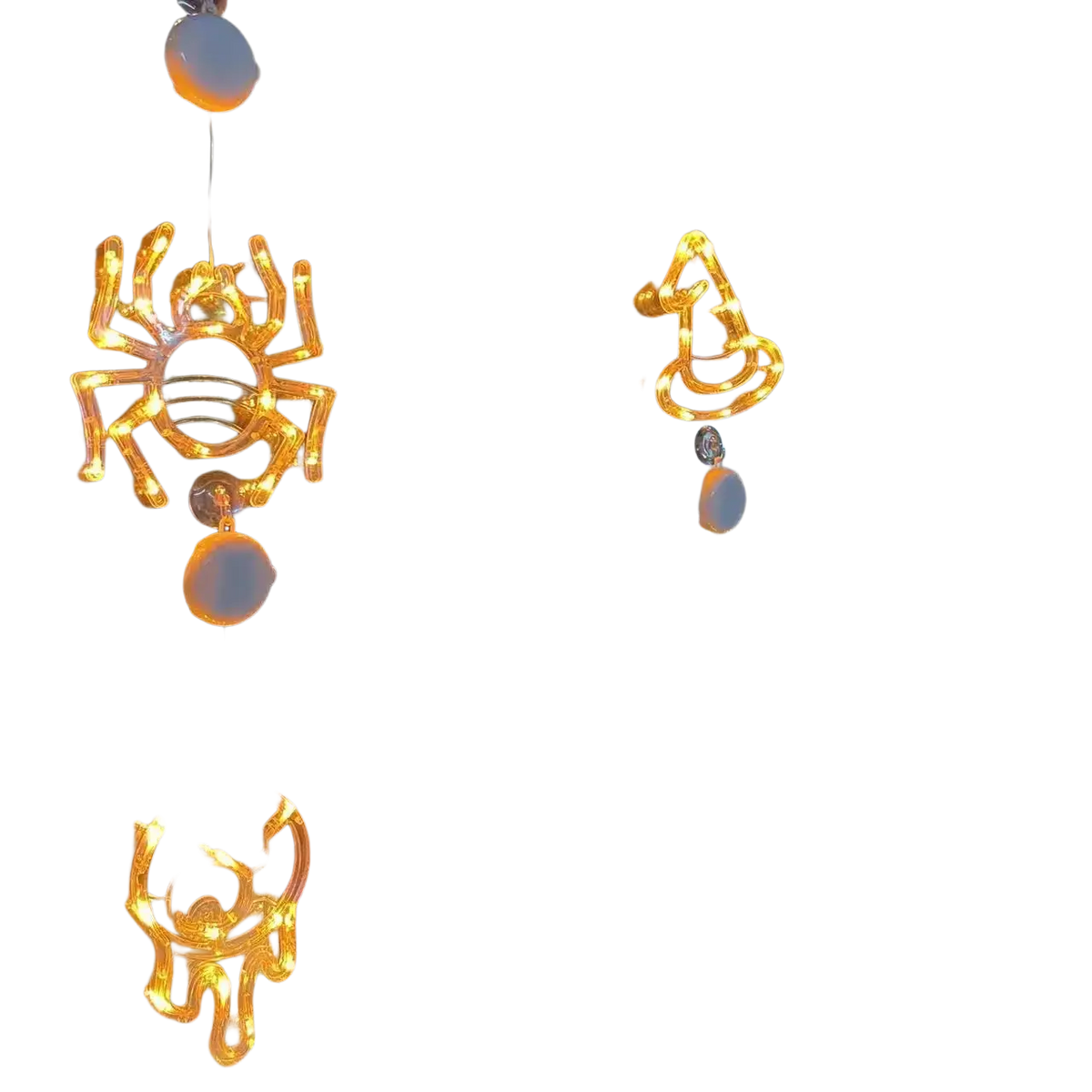 Halloween window light battery operated pumpkin ghost decor featuring glowing orange led spider ghost and pumpkin shapes