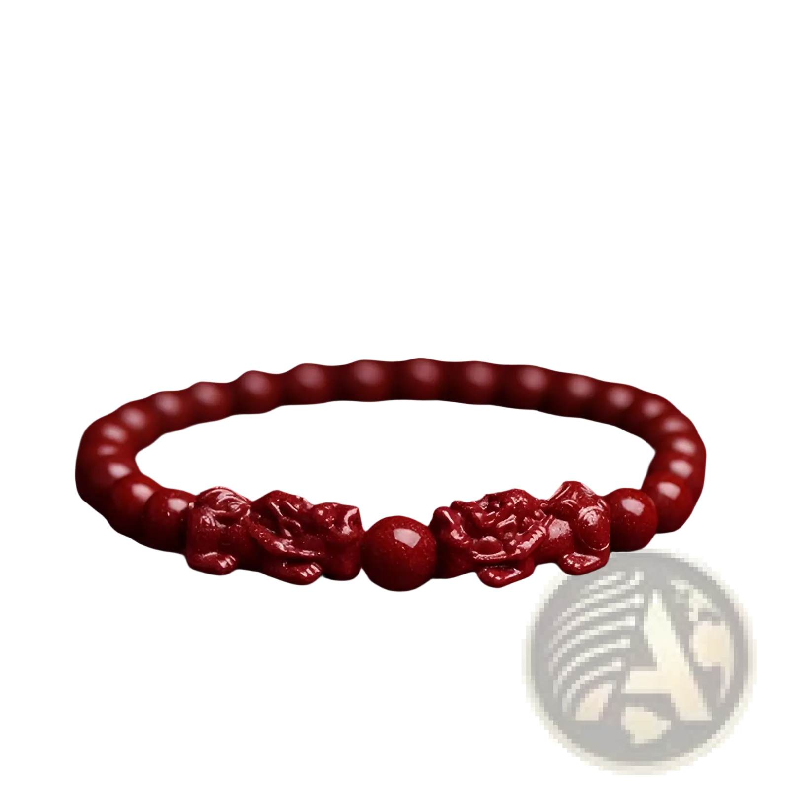 Hand carved purple gold cinnabar bracelet with rich crimson beads and intricate dragon motifs for elegant wear