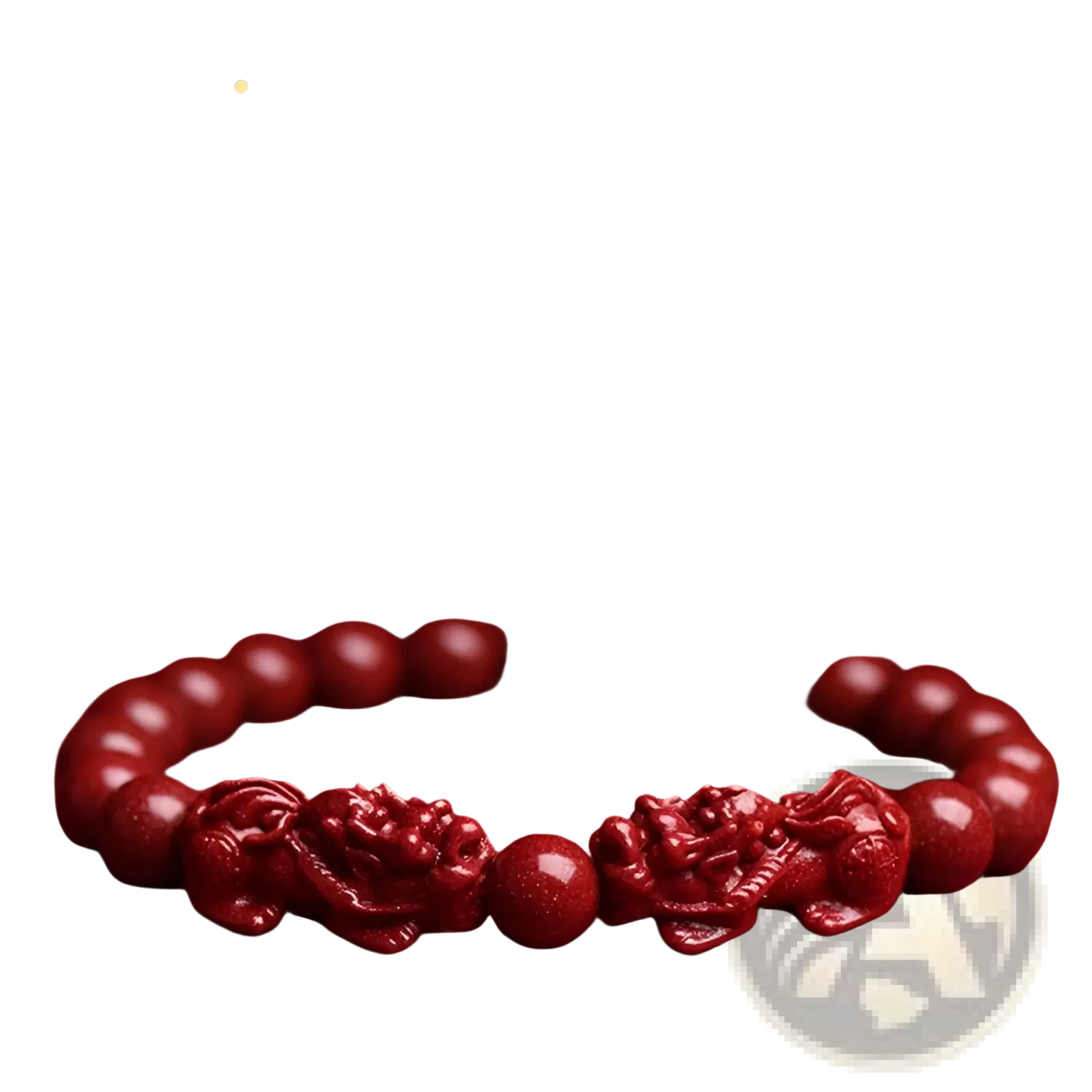 Hand carved purple gold cinnabar double pixiu bracelet deep red with intricate dragon designs and purple gold sand detail