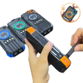 Black rugged hand crank solar power bank 50000mAh with orange accents and micro USB charging port