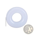 Hand grip strength ring and wrist trainer made of smooth translucent white plastic with glossy finish and exact 9cm outer diameter