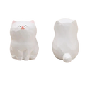Handcrafted wooden cat figurine desk decor with white ceramic smiling cat featuring pink inner ears and nose factory direct actual product