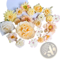 Handmade mixed pastel silk flower diy hair accessory set featuring delicate artificial flowers in yellow peach and cream