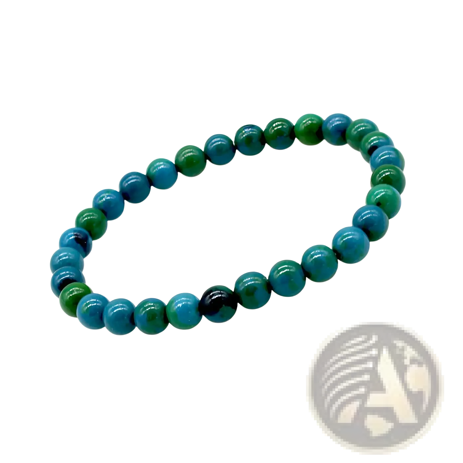 Handmade phoenix stone beaded energy bracelet with smooth round turquoise and green glossy stones