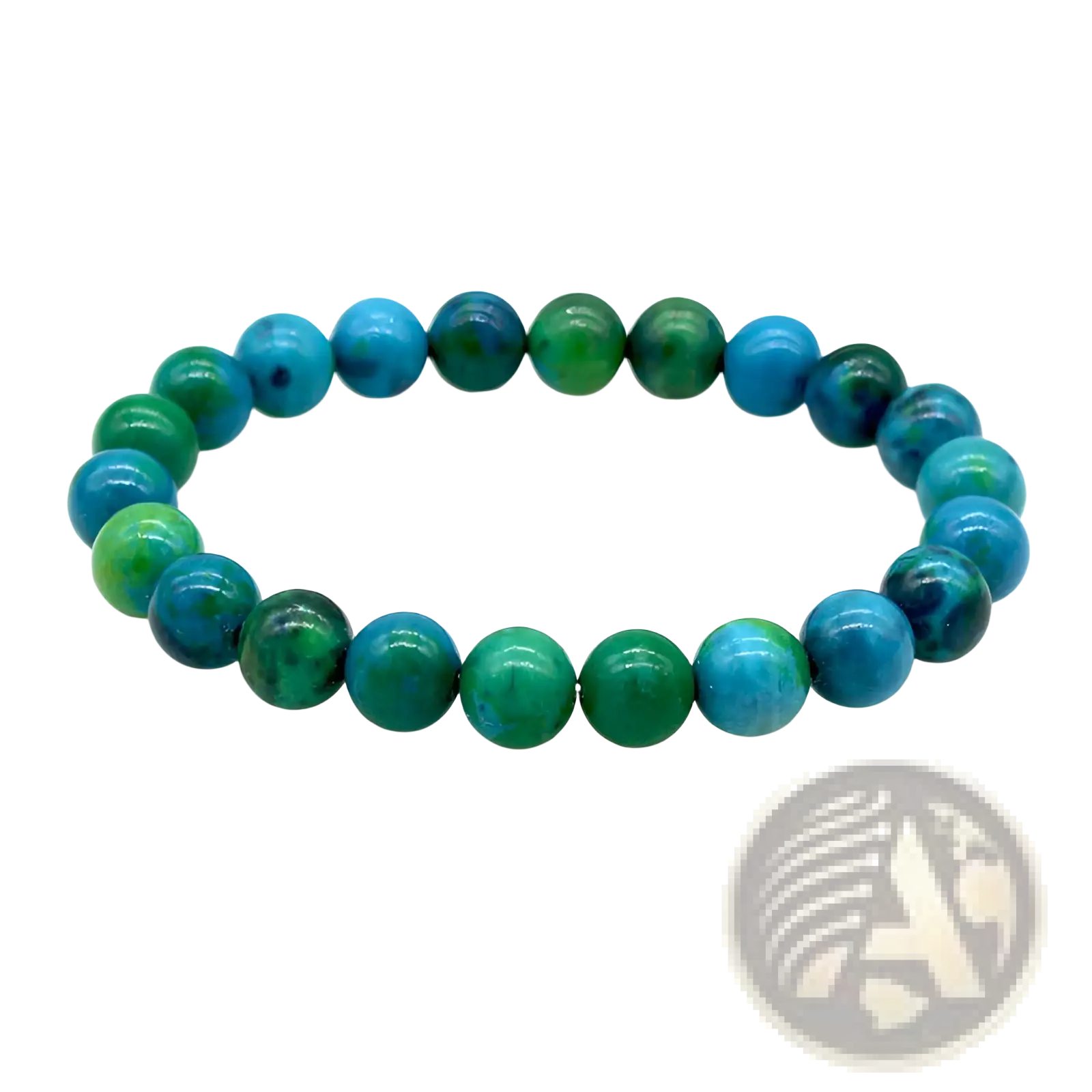 Handmade phoenix stone beaded energy bracelet with vibrant turquoise and green smooth round beads