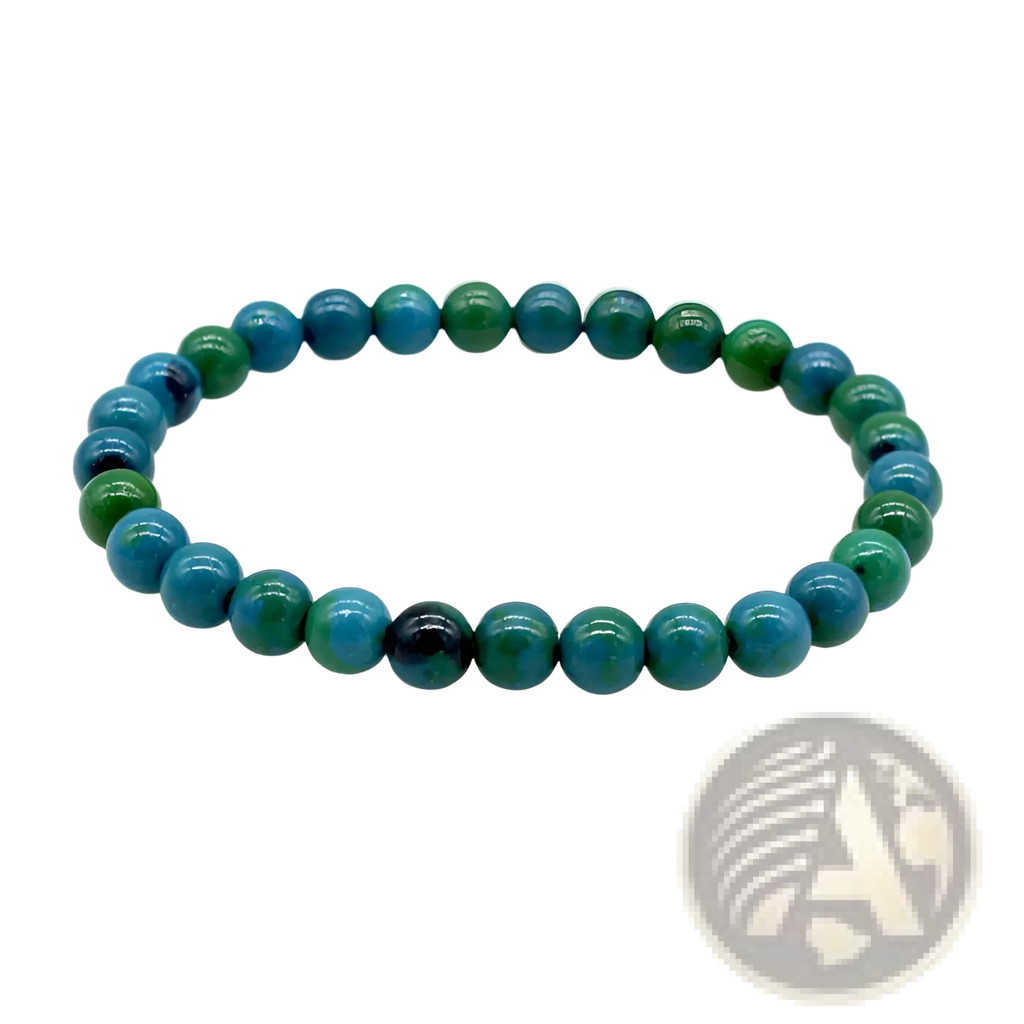Handmade Phoenix Stone beaded energy bracelet with smooth round turquoise and green polished stones