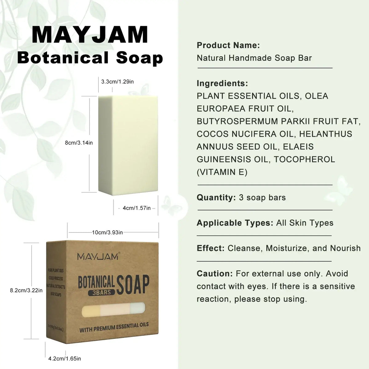 Mayjam pale cream handmade soap bar with natural texture and premium essential oils in a gift set 3 pack
