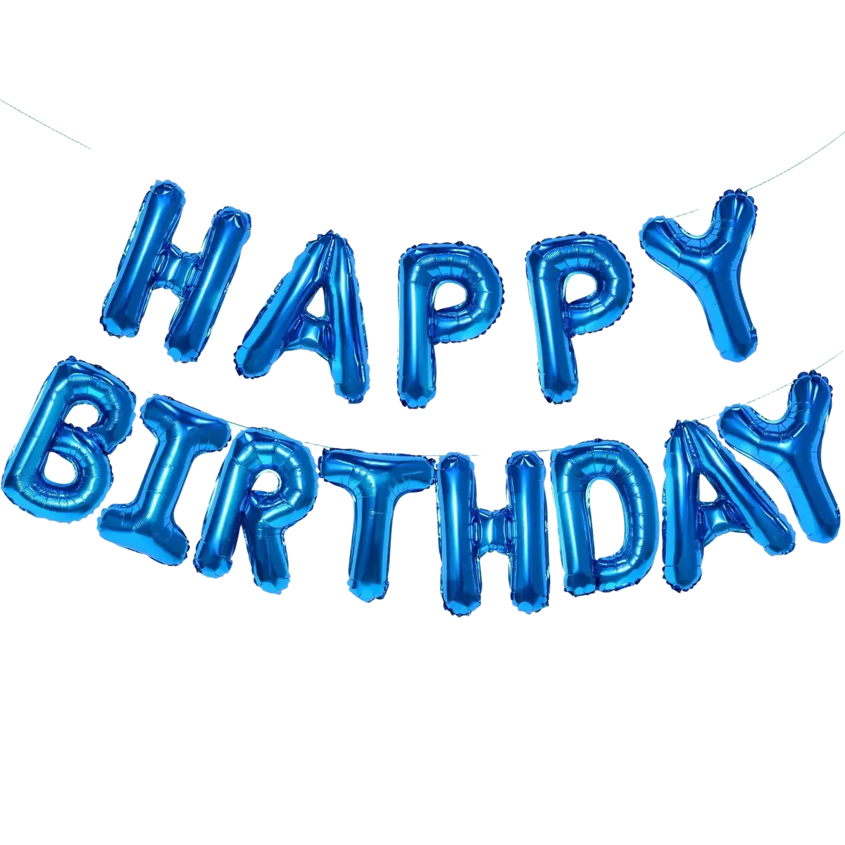 Blue metallic foil letter balloons banner spelling happy birthday 16 inch foil letter balloons for parties