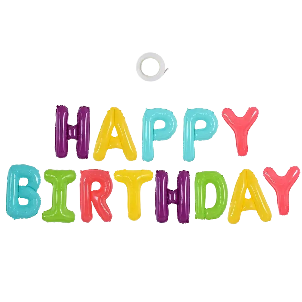 Happy birthday foil letter balloons banner 16 inch with colorful shiny inflated foil letters in vibrant hues