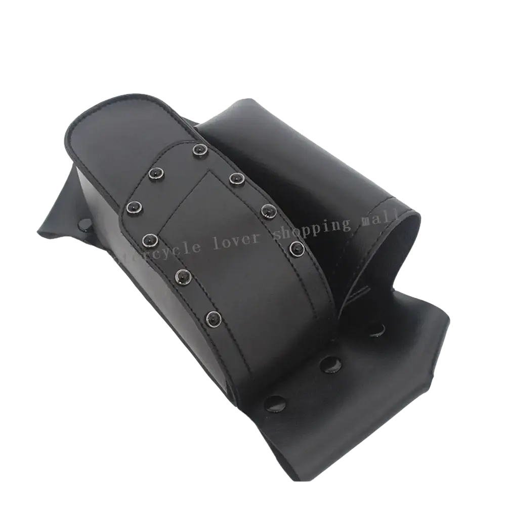 Black leather Harley touring saddlebag guard bag with silver rivets and sleek durable pu leather design