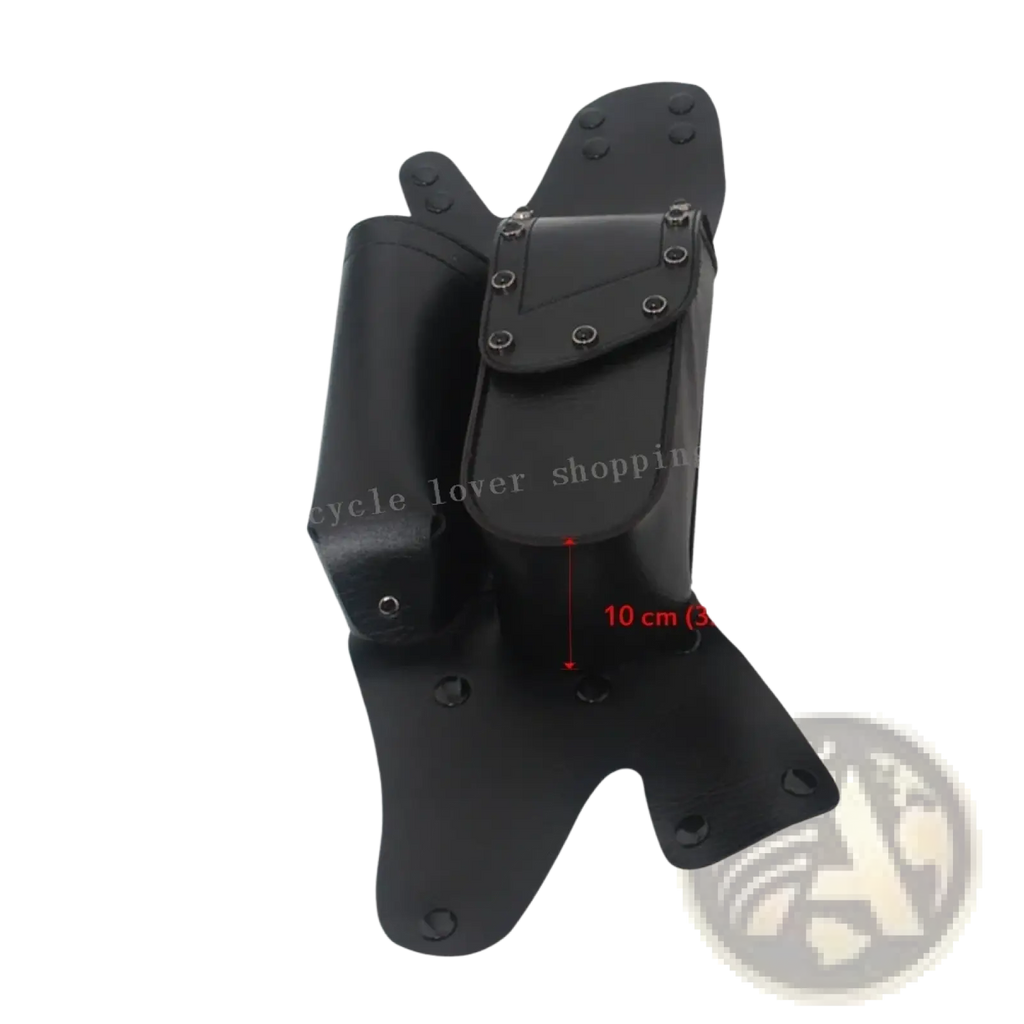 Black leather harley touring saddlebag guard bag with dual compartments and metal rivets in pu leather material