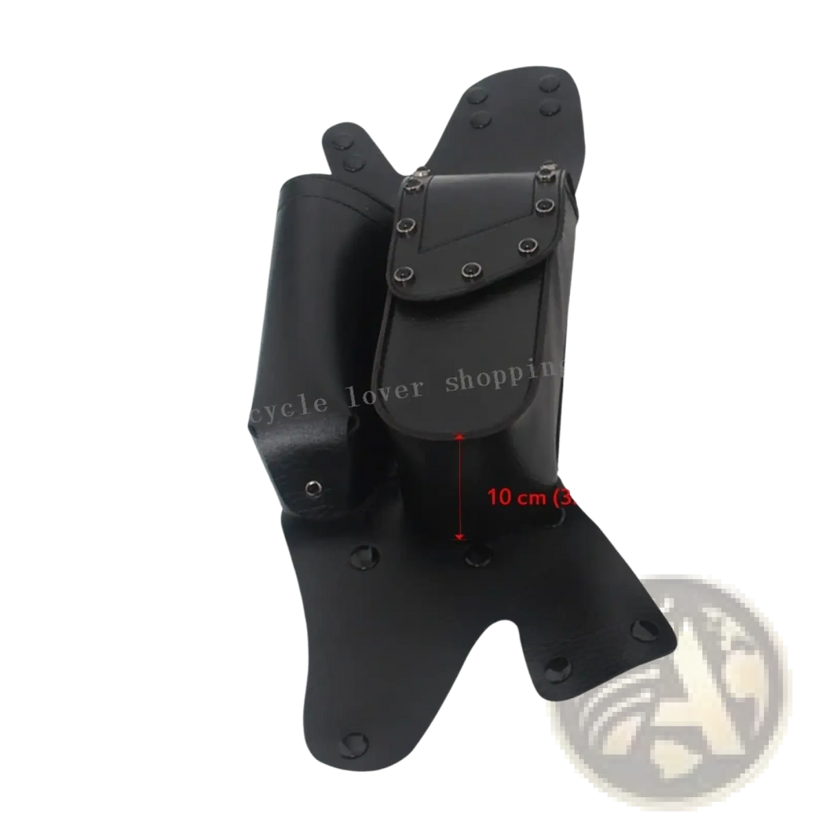 Black leather harley touring saddlebag guard bag with dual compartments and metal rivets in pu leather material