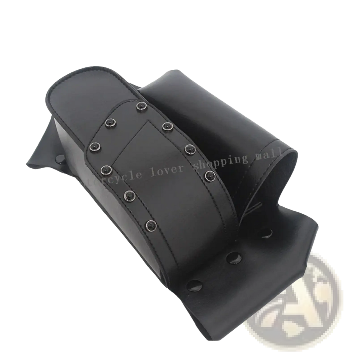Black leather Harley touring saddlebag guard bag with silver rivets and sleek durable pu leather design
