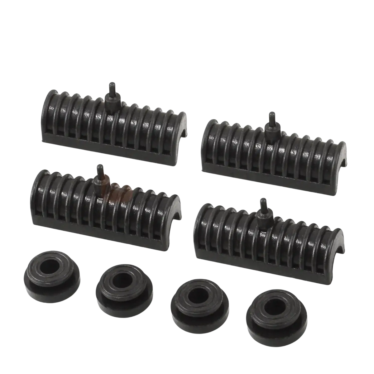 Black ribbed plastic motorcycle engine cover clips and rubber grommets for harley touring saddlebag support kit 1993-2013 back side
