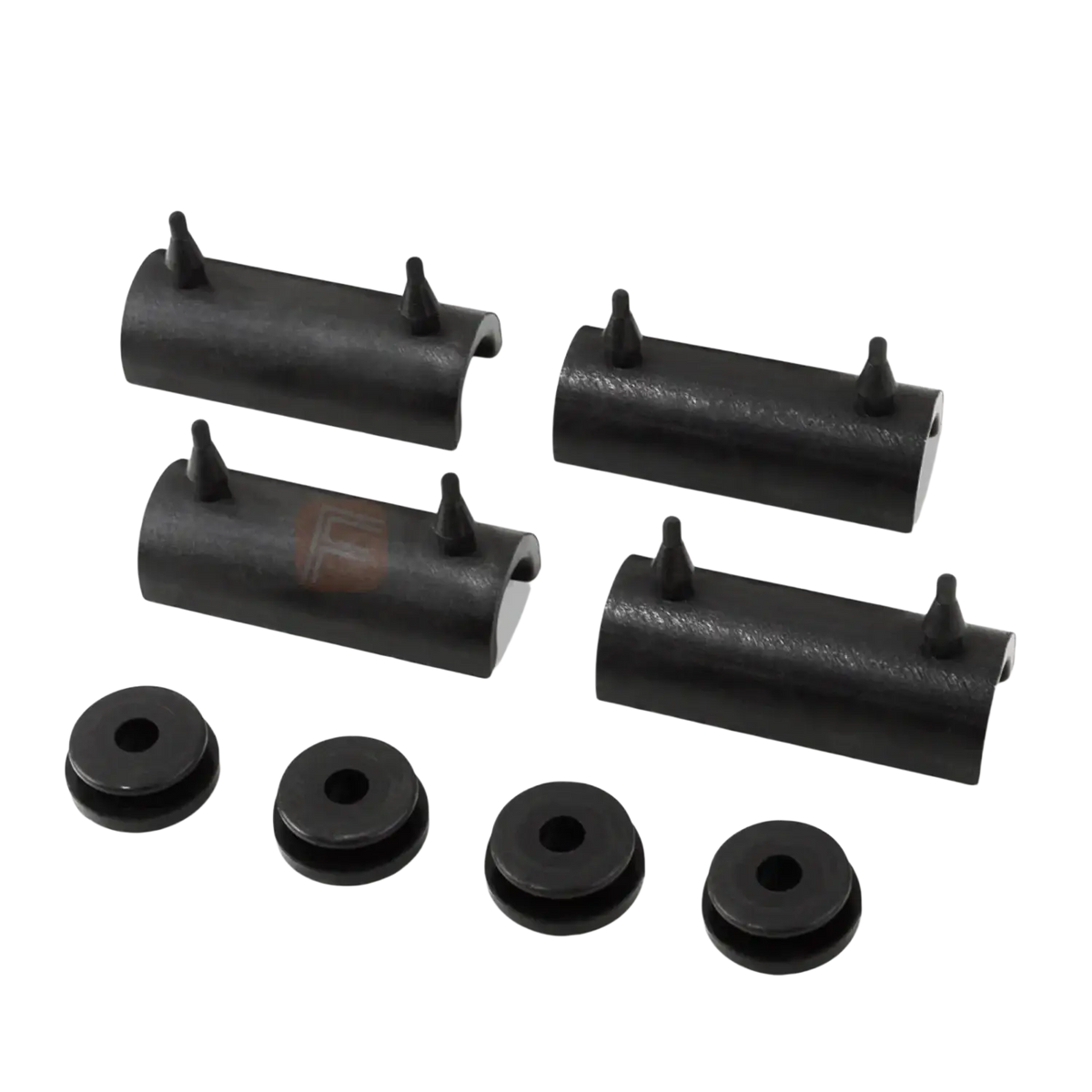 Black rubber grommets and bushings for harley touring saddlebag support kit 1993 up models shown from back side