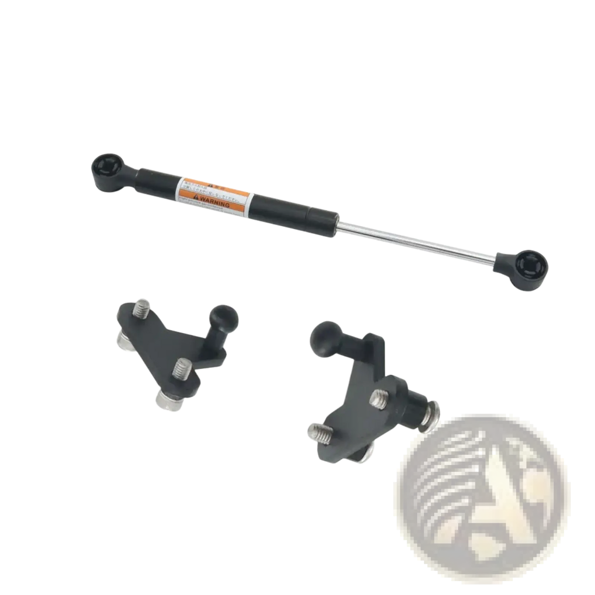 Black gas spring with chrome rod and black mounting brackets for Harley touring trunk support rod 2014-2023 back side