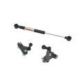 Black king pack trunk-support rod with silver metal ends and gas spring for Harley touring trunks 2014-2023 backside view