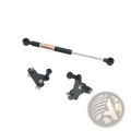 Black king pack trunk-support rod with silver metal ends and gas spring for Harley touring trunks 2014-2023 backside view