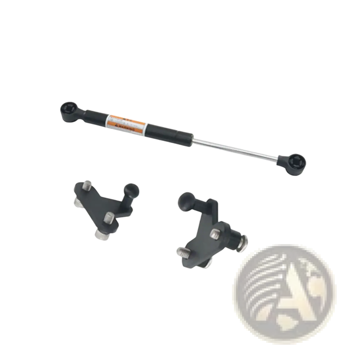 Black king pack trunk-support rod with silver metal ends and gas spring for Harley touring trunks 2014-2023 backside view