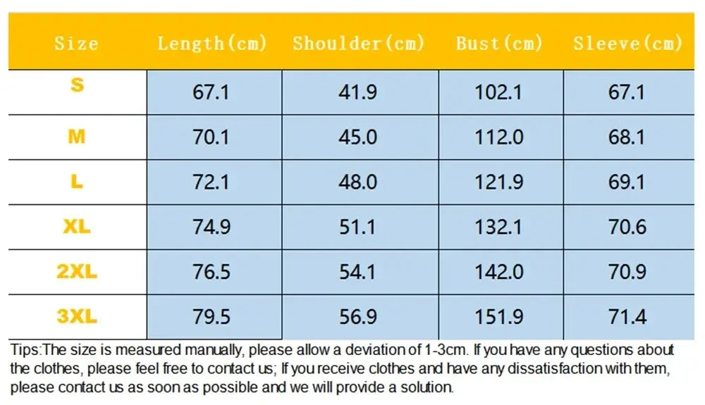 Size chart displaying women’s top measurements in centimeters from S to 3XL for hazbin hotel zip up hoodie anime cosplay sweatshirt