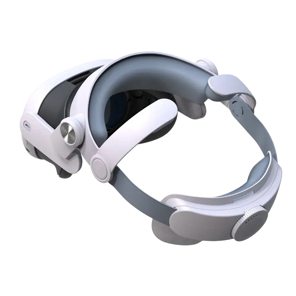 White and gray adjustable head strap for meta quest 3 vr headset with sleek modern design for virtual reality use
