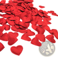 Bright red heart confetti fabric petals made of satin-like fabric with scalloped edges for wedding party decor
